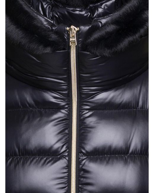Herno 'claudia' Black Down Jacket With Syntetic Fur Trim And Belt In Nylon Woman