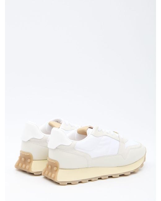 Tod's White Leather And Fabric Sneakers