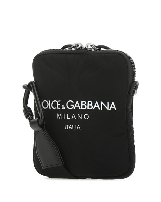 Dolce & Gabbana Black Logo Print Crossbody Bag for men