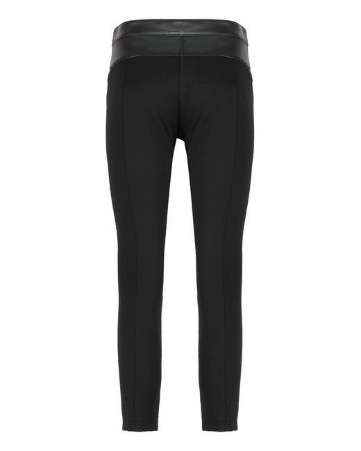 Pinko Black Leather And Stretch Fabric Pants Sheep Skinny Trousers