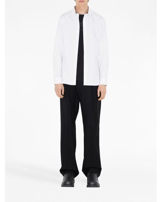 Burberry White Checked Pattern Shirt Inside The Collar for men