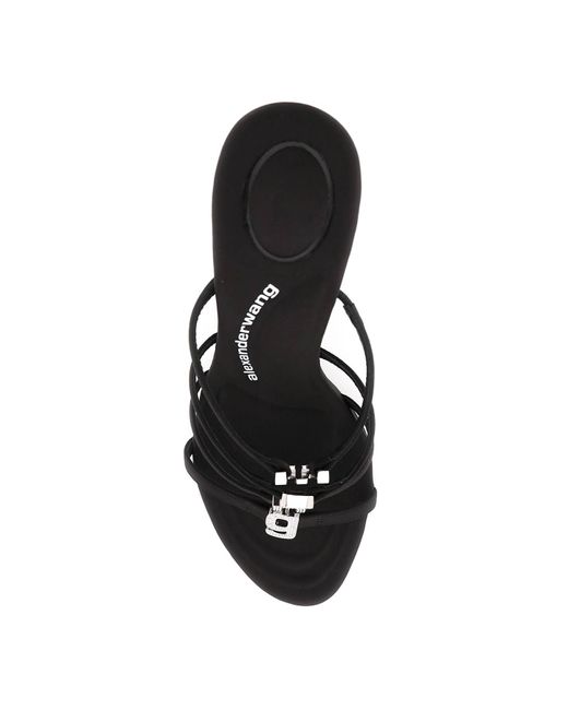 Alexander Wang Black Nala Crystal-embellished Logo Satin Heeled Sandals