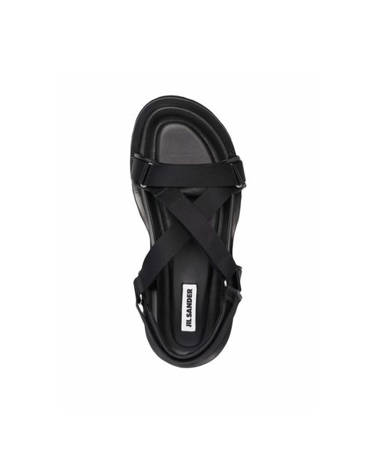 Jil Sander Black Velcro Strap Sandals for men