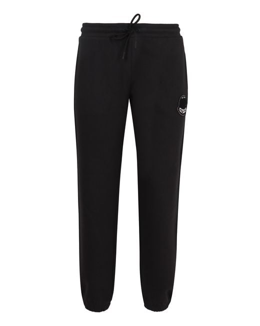 Moncler Black Logo Detail Cotton Track Pants for men