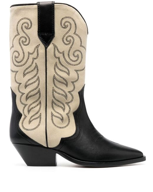 Isabel Marant Brown Black And Beige Suede Western Boots