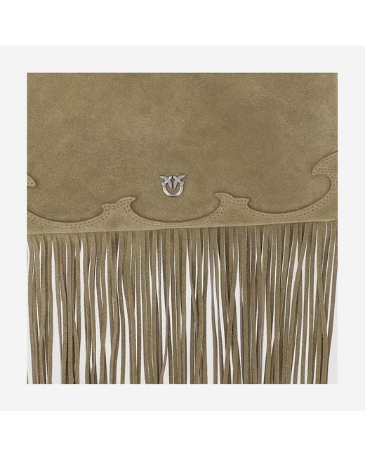 Pinko Green Suede Shopping Bag Leather Tote