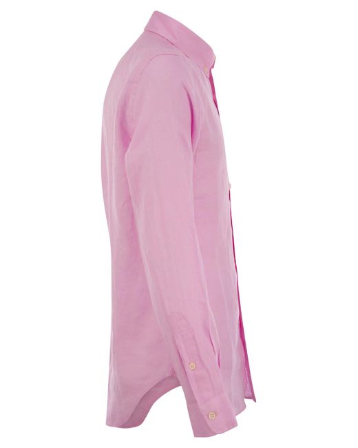 Polo Ralph Lauren Pink Slim Fit Linen Shirt for men