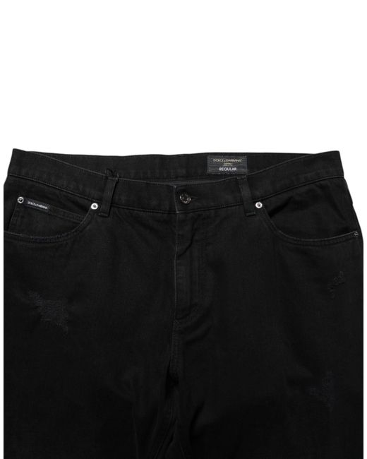 Dolce & Gabbana Black Cotton Regular Denim Trouser Jeans for men