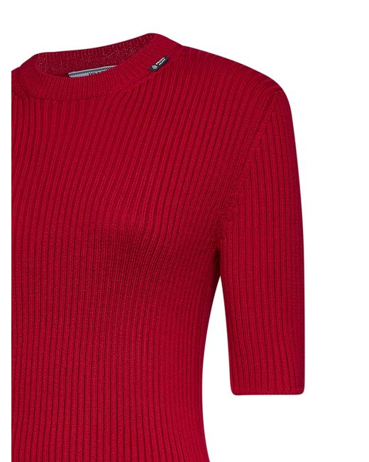 Prada Red Sweater Rib-Knit Virgin Wool