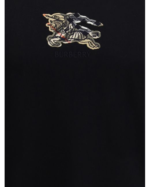 Burberry Black Checked Logo Cotton T-Shirt for men