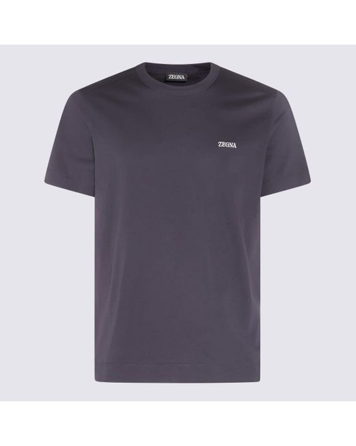 Zegna Blue Cotton T-Shirt for men