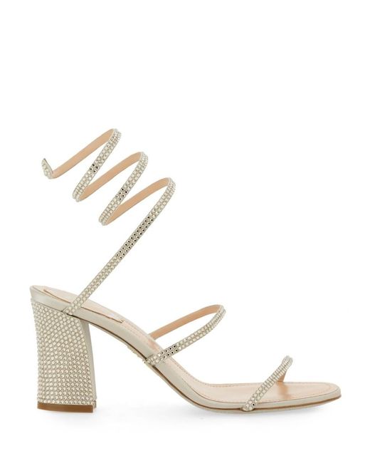 Rene Caovilla Natural Sandal With Rhinestones