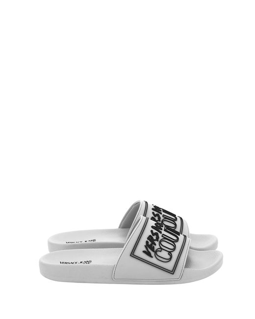 Versace Jeans Couture White Pool Slides for men