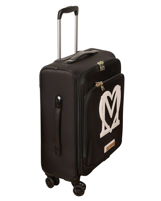 Love Moschino Black Heart Patched Two-Way Zipped Trolley Luggage