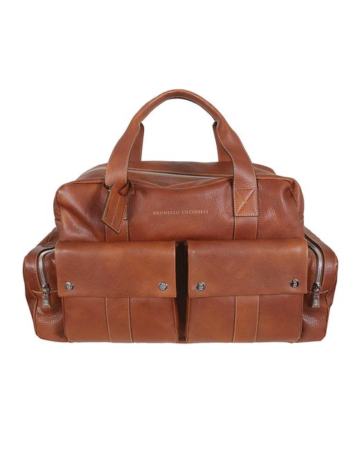 Brunello Cucinelli Brown Leather Bag for men