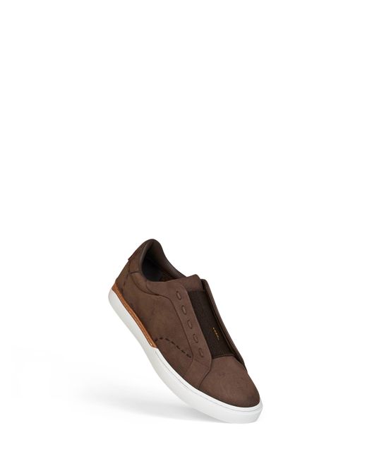 Fendi Brown Nubuck City Low-Top Sneakers for men