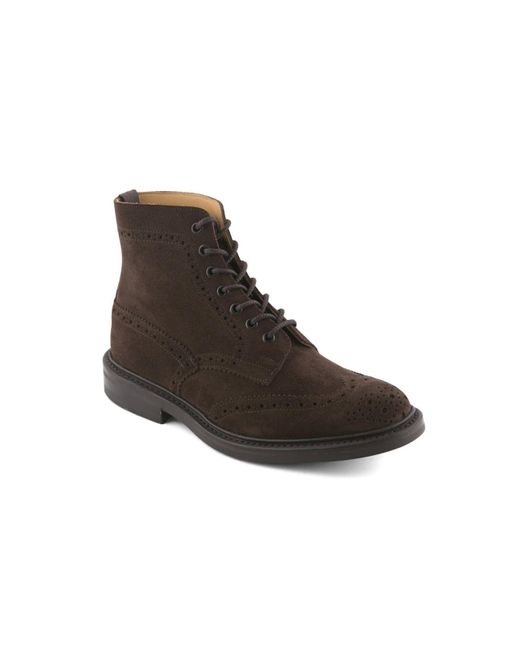 Tricker's Brown Stow Coffee Ox Reversed Suede Derby Boot for men