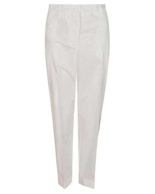 P.A.R.O.S.H. White Slim Fit Buttoned Trousers