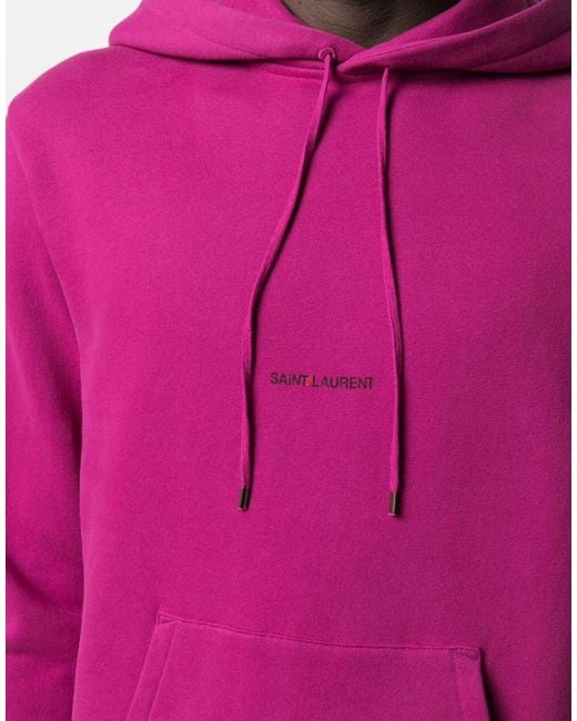 Saint Laurent Pink Rive Gauche Logo Hoodie Clothing Knitwear for men
