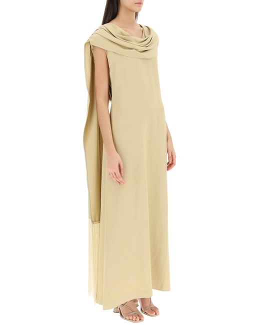 By Malene Birger Cressida Long Dress With Draped Sash Natural | Lyst