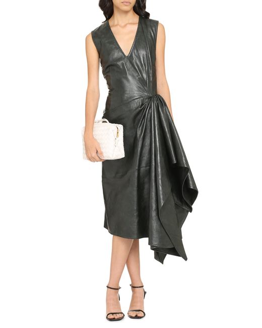 Bottega Veneta Black Leather Dress