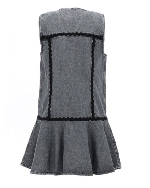 Ganni Gray Cotton Mini Dress Organic