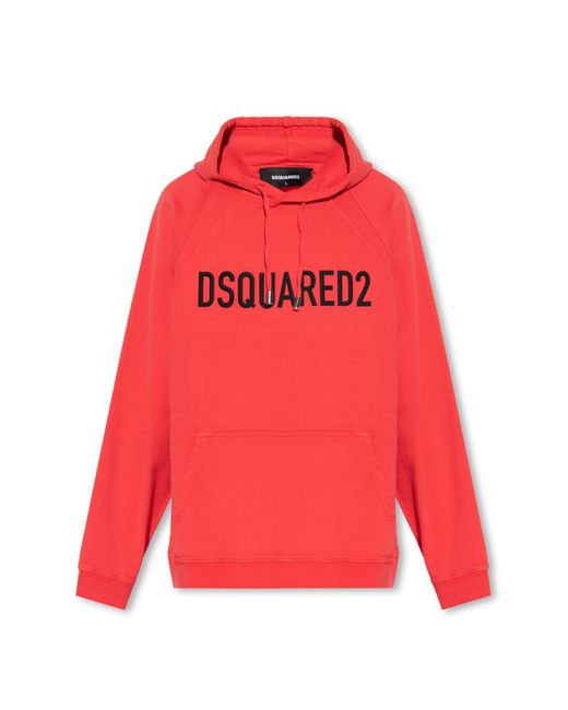 DSquared² Red Hoodie With Logo for men