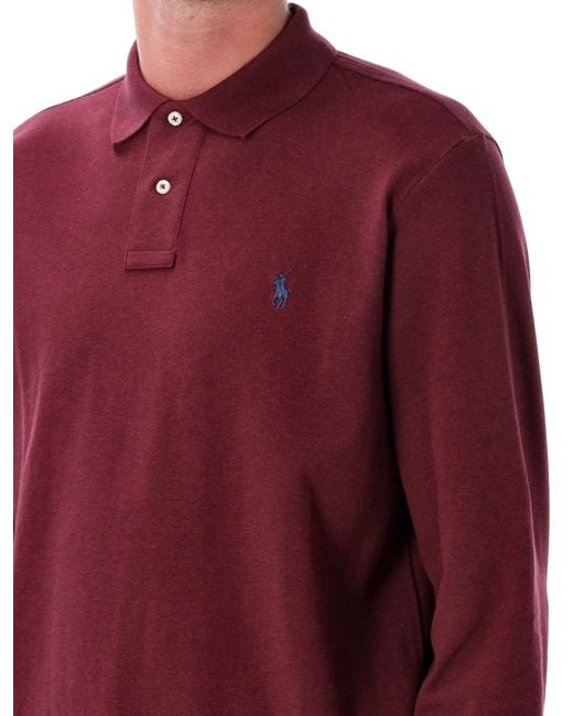 Polo Ralph Lauren Red Long-Sleeved Polo Shirt for men