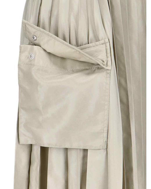 Sacai White Pleated Midi Skirt