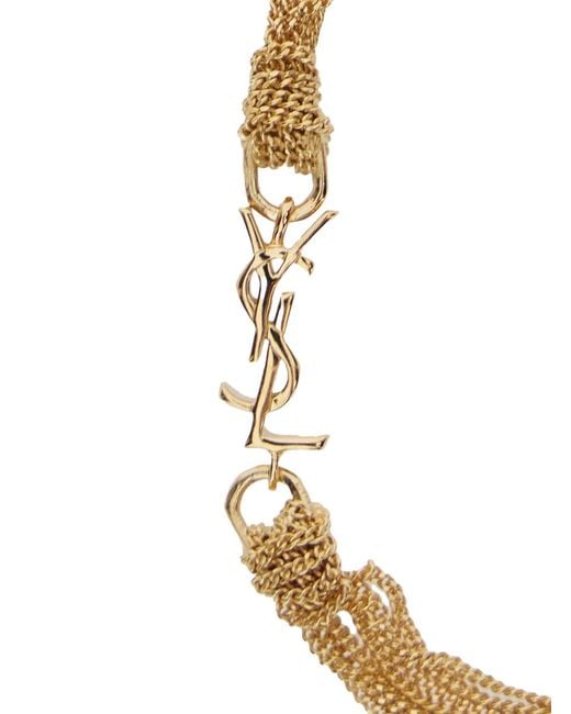 Saint Laurent Metallic Bracelet With Cassandre Charm Brass Bracelets