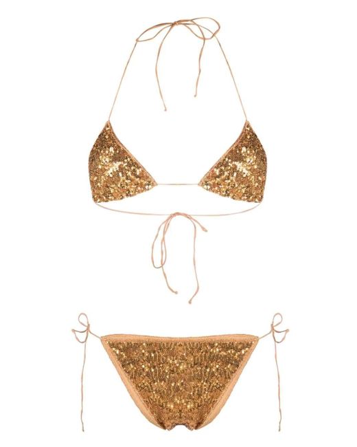 Oseree White Amber Sequins Microkini