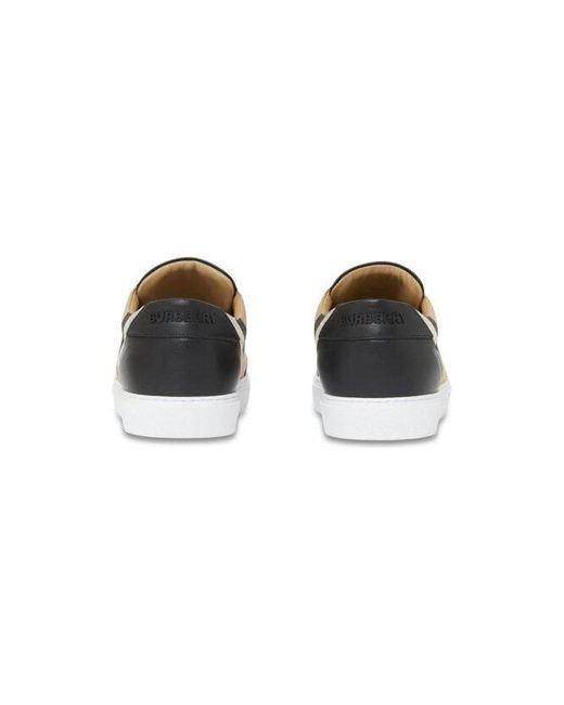 Burberry Black Arthur Check Panel Leather Sneakers