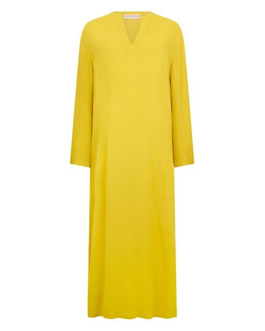 Valentino Garavani Yellow Long Elegant Dress With Long Sleeves