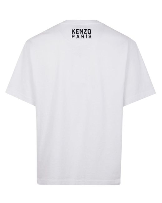 Tシャツ・カットソー KENZO Men Tops FF55TS5264SI02 WHITE KENZO Happy Tiger' embroidered oversized T-shirt in cotton