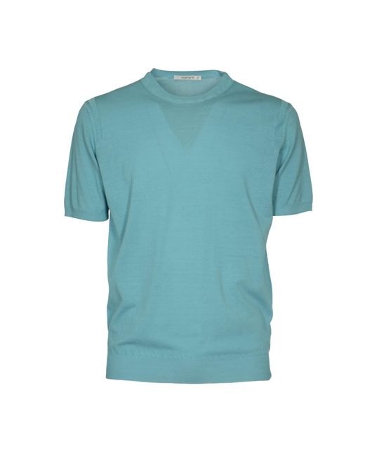 Kangra Blue Rib Trim Plain Crewneck T-Shirt for men