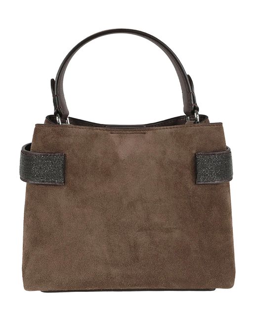 Brunello Cucinelli Brown Embellished Handbag