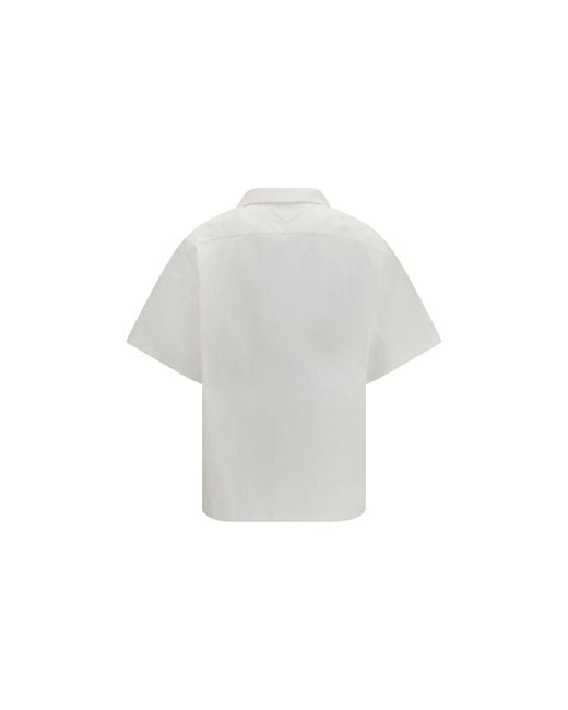 Prada Gray White Cotton Pattern Shirt for men