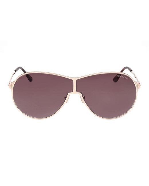 Tom Ford Purple Sunglasses Aviator Full Rim, Shiny Frame And Roviex Gradient Lens Ft117428K