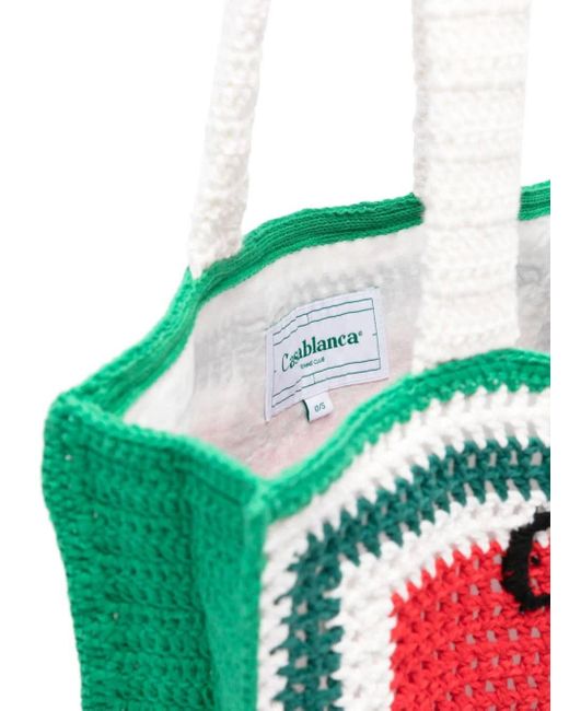 Casablancabrand Crocheted Atlantis Tote Bag In Green, Red And White