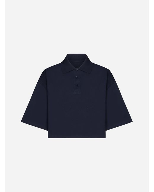 Bottega Veneta Blue Cropped Cotton Polo Shirt