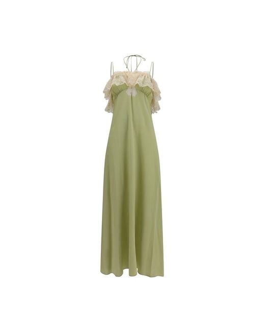 Chloé Green Bicolor Silk Casual Dress