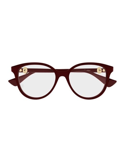 Cartier Women's Brown Cartier Ct0643O C De Cartier 003 Burgundy Glasses