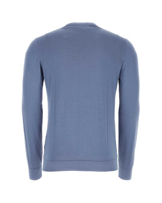 Fedeli Blue Powder Cotton Sweater for men
