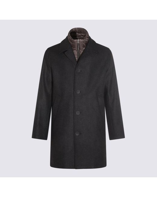 Herno Black Dark Grey Coat for men