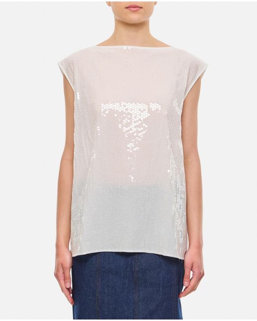 Junya Watanabe White Embroidered Sequins Top