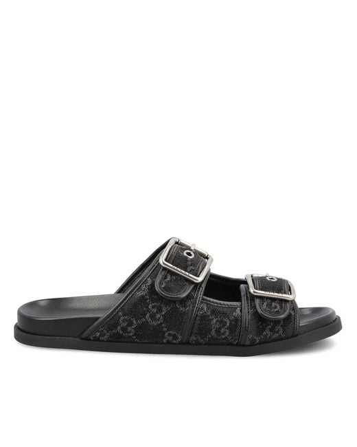 Gucci Black Rhein Slide Gg Denim for men