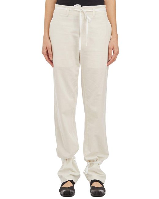 Lemaire Natural Chambray Drawstring Tapered Trousers
