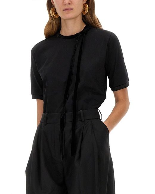 Nina Ricci Black T-Shirt With Ribbon And Bow Main Material: Cotton T-Shirts