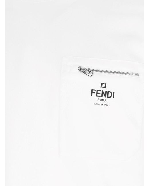 Fendi White Logo T-Shirt for men