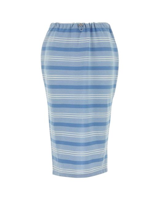 Prada Blue Embroidered Piquet Skirt